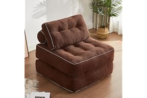 Litbird Sillón Cama Individual Plegable con Respaldo y Espuma viscoelástica, sofá de Suelo Tipo futón Convertible en colchón, Ideal para salón, Dormitorio u Oficina (Marrón, 89.9 cm)
