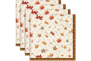 Arquiel Tovaglioli Foglia D'Acero Set di 4, Tovaglioli di Stoffa 100% Cotone Riutilizzabili Morbido Tovaglioli da Tavola Perfetto per Feste, Casa, Cucina, Caffè, Ristoranti, Matrimoni(45×45cm)