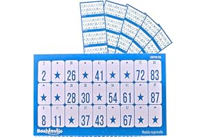 Bashtastic 504 Cartones Bingo Desechables - Cartones de Bingo Usar y Tirar para Jugar al Bingo de 90 Bolas. Los cartones Clasicos de Toda la Vida Numerados, Distintos Entre sí (Azul)