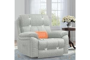 BareTay Lift Chair Recliners for Elderly, Recliner Chair with Massage&Heat, Extended Footrest, Oversized Recliners Armchair Lounge Sofa with Type C+USB Ports (new light grey, Oversize Recliner Chair)