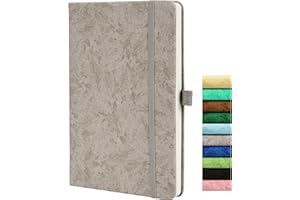 BEINUSHOR Carnet en Pointillé A5, Bullet Journal Pointillé avec Papier 120GSM, 164 Pages, Journal Pointillé avec Boucle pour Stylo, Poche Intérieure, Bande élastique, Gris Clair