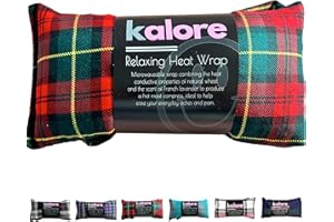 Termoforo Cervicale e Spalle - Cuscino Riscaldante al Lavanda per Microonde - Tessuto in Cotone Tartan e Cuscino Termico con Grano del Regno Unito di Kalore, Rosso