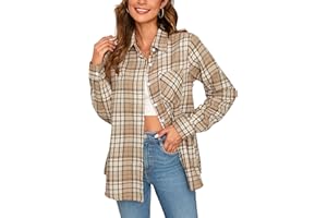 Stamain Camicia Quadri Donna Camicia Country Scozzese Manica Lunga Casual Camicette Button Down Bluse Stile Boyfriend S-4XL