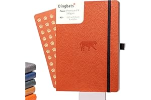 DINGBATS* NOTEBOOKS Dingbats* - Cuaderno A5 de rayas y tapas blandas - Páginas perforadas a prueba de sangrado - Experiencia versátil, Piel vegana, Marcapáginas, Portabolígrafos (Animales silvestres - Tigre naranja)