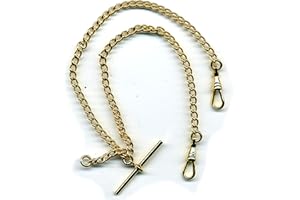 WALSH Rolled Gold Solid Pocket Watch Double Albert Chain Close Curb Fob - FA43