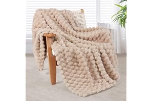 Whale Flotilla Manta mullida con estampado jacquard 3D, exquisita y cálida manta para todas las estaciones, 130 x 150 cm, color camel