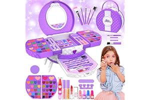 GOLMUD 66 Pcs Kids Makeup Sets For Girls with Portable Stand,Make Up Starter Kit Children Princess Pretend Play Games Toys Presents,Little Girl Birthday Gifts Set For Age 3 4 5 6 7 8 9 10 11 12 Years Old