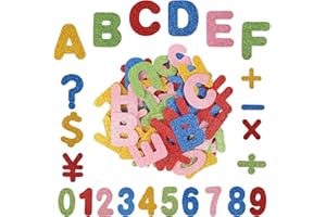KATOOM Foam Letter Sticker,142pcs Self-Adhesive Glitter Numbers Large Alphabet Symbol Currency Stickers for Kids Classes Learning DIY Art Craft Scrapbooking Card Decoration (Assorted Colors)
