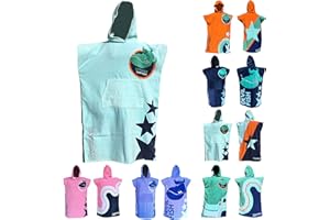 ‎TEAM MAGNUS TEAM MAGNUS Badeponcho Kinder mit 6 coolen Designs (Einheitsgröße 120-170cm) - dunkelblau, orange, hellblau, pink in 360 GSM Baumwolle