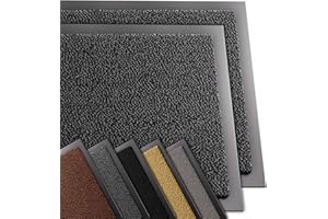 vounot® Lot de 2 Tapis de Porte Paillasson d'Entree Interieur et Extérieur Tapis Antidérapant et Anti-Poussière Tapis d’entrée Imperméable Lavable 40x60cm Gris-Noir