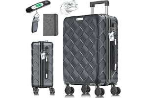 KESSER® Valigia da viaggio in ABS rigida con serratura a combinazione, bilancia e portafoglio da viaggio, ruote a 360°, valigetta per business e viaggio, trolley con asta telescopica e maniglia per il