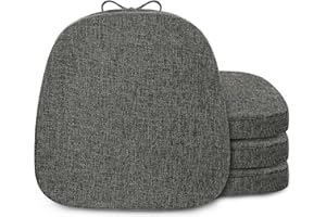 FlyGulls Metal Chair Cushions for Dining Chairs 2" Thick Kictchen Chair Cushions Non Slip Chair Pads with Ties for Metal Dining Chairs Set of 4 (35.5x35.5cm/14x14inch, Dark Grey)
