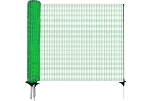 Signstek Weidezaun, mobiler Zaun 90 cm hoch, 25m lang, 15 Pfähle, Gartennetz, Campingzaun, Hühnerzaun, Hundezaun, Absperrzaun, Steckzaun, Begrenzungszaun