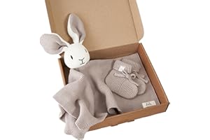 ‎LIVELLA Livella Kuscheltuch „Hase“ mit Söckchen - Reine Bio-Baumwolle – Premium Schmusetuch, Kuscheldecke, Schmusedecke, Strickdecke - Samtweich & atmungsaktiv - Oeko-TEX® Standard 100 und GOTS Zertifiziert