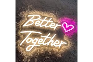 KAEGORT Better Together Neon Luces Lumin, 40 * 30cm LED Neón Decoración de Pared Letrero Luminoso Blanco Luz de Neón Decoración para Boda Matrimonio Aniversario Fiestas(Alimentación USB, Con Accesorio)