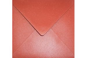 Netuno 100 sobres cuadrados nacarados rojos DIN K4 153x153mm 120g Aster Metallic Ruby solapa engomada puntiaguda sin ventana para invitaciones boda Navidad cartas tarjetas fiestas bricolaje bautizo