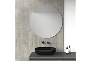 Baikal Espejo de Baño, Varias Formas y Medidas Disponibles. Opción con y Sin LED. Estilos Que se adaptan al baño o Cualquier Estancia del hogar. 80 Espejo Redondo
