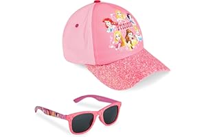 Disney Princess Sunglasses Baseball Cap Girls Cinderella Accessories Set Summer Sun Hat 100% UV Kids Sunglasses Holiday Pink