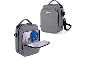 CURMIO Insulin Cooler Travel Case, Diabetic Medication Organizer Bag with Shoulder Strap for Insulin Pens and Diabetic Supplies, Gray
