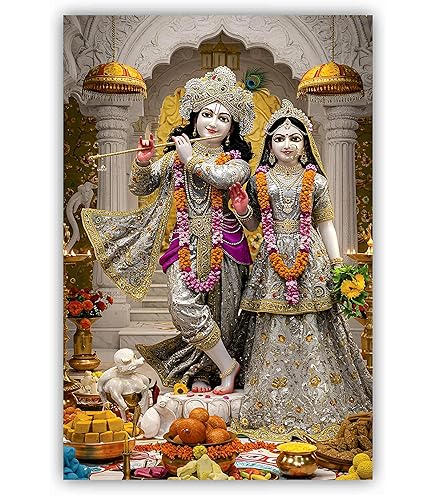 Radha Krishna on a Swing - Wood Inlaid Wall Hanging