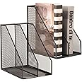 ASIFMTHOT Magazine Holder Metal Wire, Mesh File Holder for Desk, Office Desk Accessories Decorative File Box, Black, 2 Pack