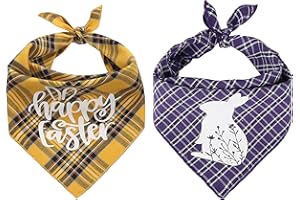 PAWSKIDO Hundehalstuch, Ostern, wendbar, kariert, dreieckig, 2 Stück