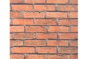 Fablon - Rotolo Adesivo, 45 cm x 2 m, Motivo a Mattoni, Colore: Rosso