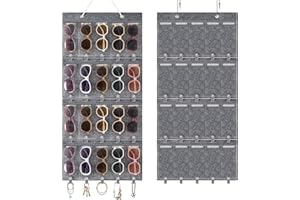 Enbagold Sonnenbrillen Organizer Sonnenbrille Aufbewahrung 20 Slots, Brillenhalter Wand Hänge Sonnenbrillenhalter Staubdichter Filz Sonnenbrille Lagerung mit 2 Häkchen, Brillen Display - Grau