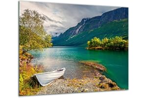 TMK ARTDEKO TMK - Plaque de protection en verre - 60 x 52 cm - Pour cuisinière électrique - Protection contre les éclaboussures - Plaque en verre - Décoration - Planche à découper - Paysage