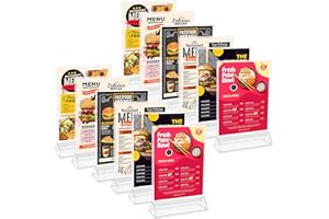 Kurtzy Porte Visuel A6 (Lot de 12) - L11 x H19,5 cm - Présentoir de Table/Comptoir Plastique Transparent Double Face Vertical - Presentoir Publicitaire, Carte de Menu de Restaurant et Cadre Photo