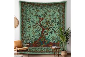 Craft Trade Verde Elefante Arazzo Telo da Parete Indiano Arazzi Appeso al Muro Boho Tapestry per Della Casa Soggiorno e Camera da Letto- 137 x 213 cm