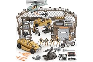 JOYIN Baza wojskowa, zestaw zabawek, w tym baza wojskowa, pojazdy wojskowe, figurka