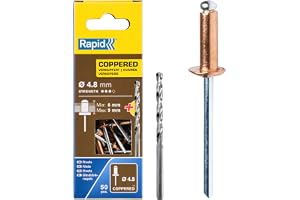 Rapids Högpresterande Kopparbelagda Popnitar I Aluminium, Ø4,8 x 12 mm - Blindnitar Som Är 4,8mm, För Stuprör, Rör Och Metall