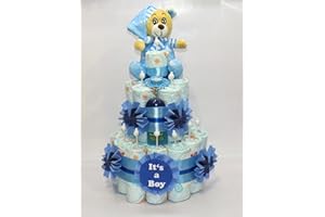 GESCHENKETORTEN-GEBHARDT Windeltorte It's a Boy mit Bär blau | Windelgeschenk Junge