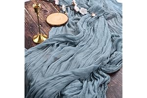 YMHPRIDE 2 Pezzi Runner da Tavola Blu Sporco, 90cm x 400cm Blu Garza Boho Runner da Tavolo per Matrimonio Addio al Nubilato Baby Shower Decorazioni Feste di Compleanno