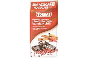 Torras Sugar Free Dark Chocolate Bar with Rose Pepper/Cinnamon/Chilli 75 g