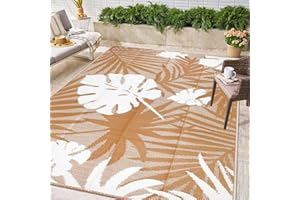 Homcomodar Tapis d'extérieur pour terrasse 150 x 245 cm, en Paille Plastique, réversible, résistant aux UV, Tapis de Camping, Tapis d'extérieur recyclé pour Balcon, Pique-Nique