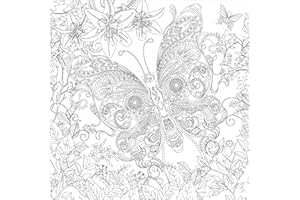 Honsell 12126 Stretcher Frame with Butterfly Motif, Size 30 x 30 cm, Pre-Printed Motif for Colouring with Acrylic, Watercolour and Oil Paints and Felt Pens