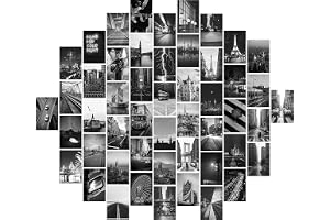 通用 Collage-kit – svartvit väggkollage-kit, estetiska bilder, 50 set 10 cm x 15 cm väggdekor för flickor pojke, fotovisning, V