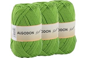 ETREXONLINE Gomitolo Filato 220 Metri di 100% Cotone Perfetto per Maglia e Uncinetto – Colore Kiwi 100 gr x 3 Pezzi