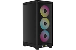 Corsair iCUE 2000D RGB Airflow PC-Gehäuse Mini ITX – Form Mini-ITX – Platten aus Stahl – 3 x Slim AF120 RGB inklusive – iCUE Lighting Node Core Controller – Schwarz