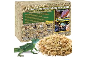 Riare 500g Prämie Sphagnum Moss for Reptiles Natürlich Terrarienmoos Ziegel für Reptilien Lebendes Frösche Schlange Torf Torf Bettzeug Leopard Tiger Schildkröte Annose Orchideen Pflanzen(500g)