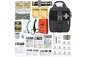 RHINO RESCUE First Aid Kit, Molle IFAK Medical Pouch for Tactical, Car, Camping, Travel, Hiking, Black