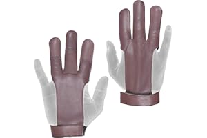 DASKZ LEATHERS Archery Glove 3 Finger – 100% Genuine Leather with Velcro Strap – Traditional Shooting Glove for Recurve & Longbow – For Men & Women – Black, Beige, Light Brown, Dark Brown – Comfortable & Durable