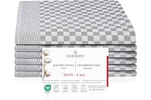 BARBONS 6 ściereczek do naczyń, bawełna, 50 x 70 cm – 240 g/m², 85 g, ręczniki do naczyń, ściereczki kuchenne, do naczyń, do suchych, kuchennych ręczników do naczyń (karo, 6, 50 x 70 cm)