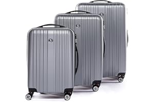 FERGÉ Set 3 valises rigides à 4 roulettes Toulouse Ensemble de Bagages Trolley Voyage Argent