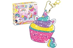 DIAMONDZ CRYSTAL PAINTING Keychains Set Unicorn - DIY Diamond Painting Schlüsselanhänger Bastelset, Diamant Malerei Kinder 5x Schablonen & Zubehör