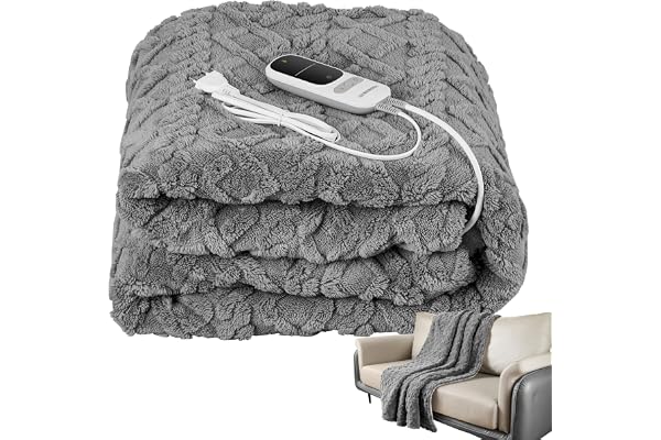 Värmefilt Med Automatisk Avstängning 180 x 130 cm - Elektrisk, Gosig Filt för Säng och Soffa - 9 Steg Upp Till 40 °C, Tvättbar Termisk Filt