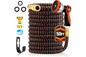 Yofidra Hose Pipe 50FT, Expandable Garden Hose with 10 Function Spray Nozzle, 3/4" & 1/2" Quick Connectors, Flexible Water Ho