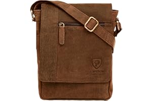 J. Wilson London 100% Pure Genuine Real Vintage Hunter Leather Handmade Mens Leather Flapover Everyday Cross-Body Shoulder Work Messenger Bag